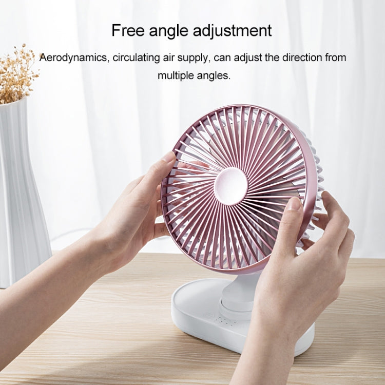 D77 4W Micro USB & USB-C / Type-C Rechargeable Portable Four-speed Adjustable Automatic Head Shaking Desktop Fan(Pink) - free shipping - PMC Jewellery - Order now!