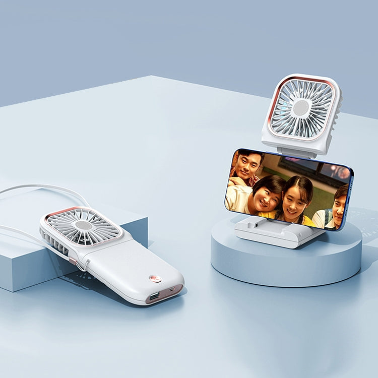 F30 Electroplating Handheld Fan Portable Desktop Folding Mute USB Hanging Neck Fan, Upgraded Version (White) - free shipping - PMC Jewellery - Order now!