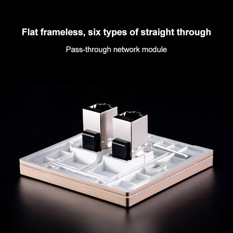 CAT.6 Shielded Pass-through Network Module, Single Port Panel + Shielded Pass-through (Grey) - Lan Cable and Tools by PMC TechLife | Online Shopping South Africa | PMC TechLife | Buy Now Pay Later Mobicred