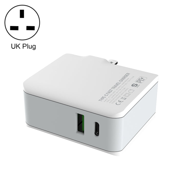 LDNIO A4403C 30W PD + Auto-id Foldable Fast Travel Charger with 1m 8 Pin Cable, UK Plug - USB Charger by LDNIO | Online Shopping South Africa | PMC Jewellery | Buy Now Pay Later Mobicred