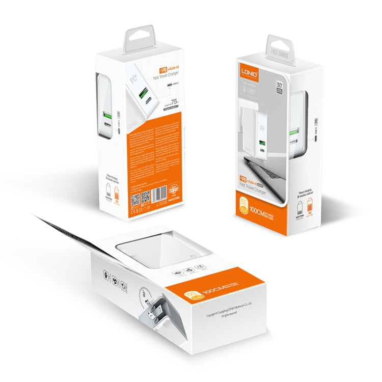 LDNIO A4403C 30W PD + Auto-id Foldable Fast Travel Charger with 1m USB-C / Type-C Cable, AU Plug - free shipping - PMC TechLife - Order now!