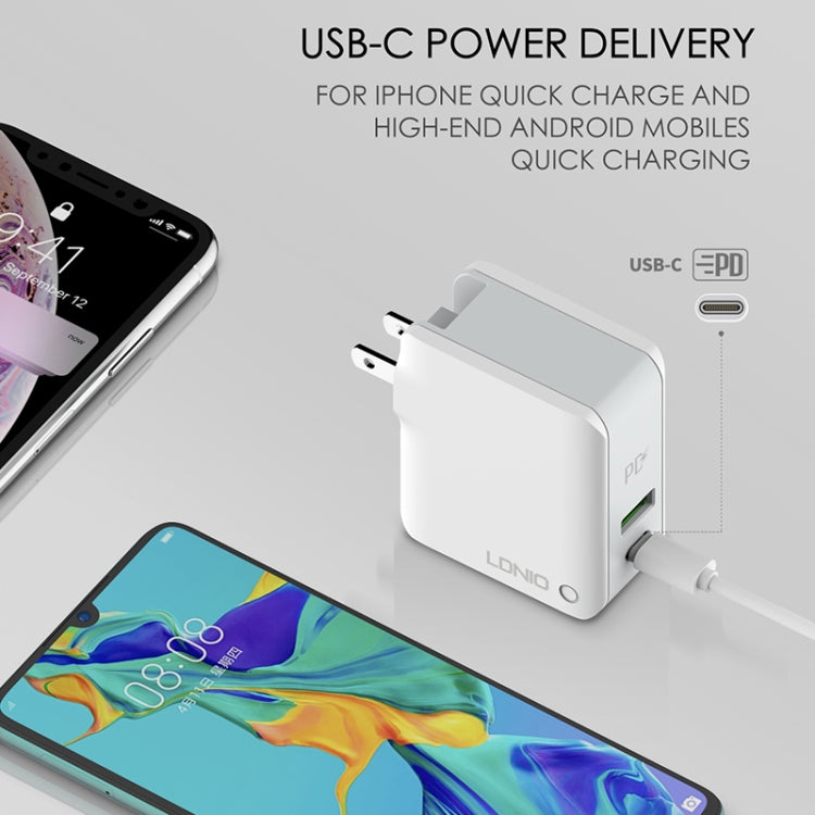 LDNIO A4403C 30W PD + Auto-id Foldable Fast Travel Charger with 1m Micro USB Cable, UK Plug - USB Charger by LDNIO | Online Shopping South Africa | PMC TechLife | Buy Now Pay Later Mobicred