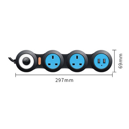 Charging Plug-in Wiring Board Creative Rotary Towline Board 13A Deformed Socket with USB, UK Plug, 3-Bit Socket(Black) - Extension Socket by PMC Jewellery | Online Shopping South Africa | PMC Jewellery | Buy Now Pay Later Mobicred