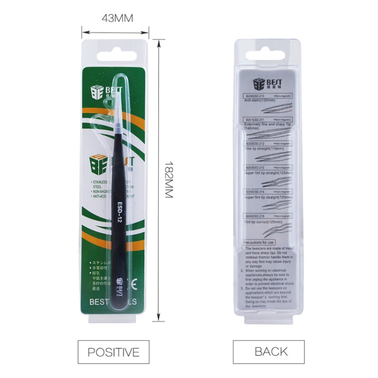 BEST BST-16 Precision Anti-static ESD Stainless Steel Tweezers - free shipping - PMC TechLife - Order now!