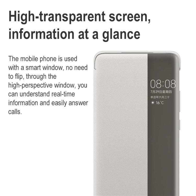 For Huawei P50 Pro Smart Display View Window Flip Leather Protective Case with Sleep / Wake-up Function(Grey) - free shipping - PMC TechLife - Order now!