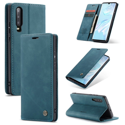 CaseMe-013 Multifunctional Retro Frosted Horizontal Flip Leather Case for Huawei P30, with Card Slot & Holder & Wallet (Blue) - Huawei Cases by CaseMe | Online Shopping South Africa | PMC Jewellery | Buy Now Pay Later Mobicred