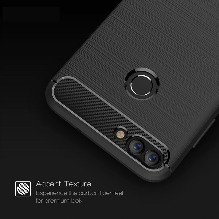 For Huawei  P smart / Enjoy 7S Brushed Texture Carbon Fiber Shockproof TPU Protective Back Case (Navy Blue) - Huawei Cases by PMC Jewellery | Online Shopping South Africa | PMC Jewellery | Buy Now Pay Later Mobicred