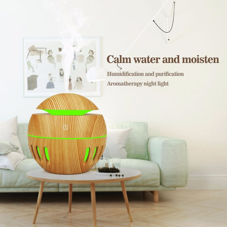 Wood Grain USB Hollowed-out Humidifier Seven Color Aromatherapy Lamp Automatic Alcohol Sprayer with Remote Control(Pink) - free shipping - PMC TechLife - Order now!