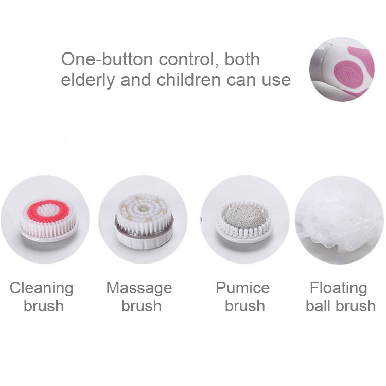 Multi-function Electric Waterproof Bath Cleansing Brush Long-handled Massage Brush, with 4 Brush Heads(Grey) - free shipping - PMc TechLife - Order now!