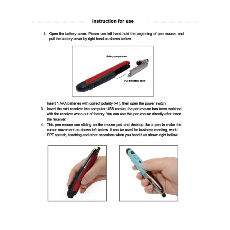 PR-08 2.4G Innovative Pen-style Handheld Wireless Smart Mouse, Effective Distance: 10m(Blue) - Wireless Mice by PMC Jewellery | Online Shopping South Africa | PMC Jewellery | Buy Now Pay Later Mobicred