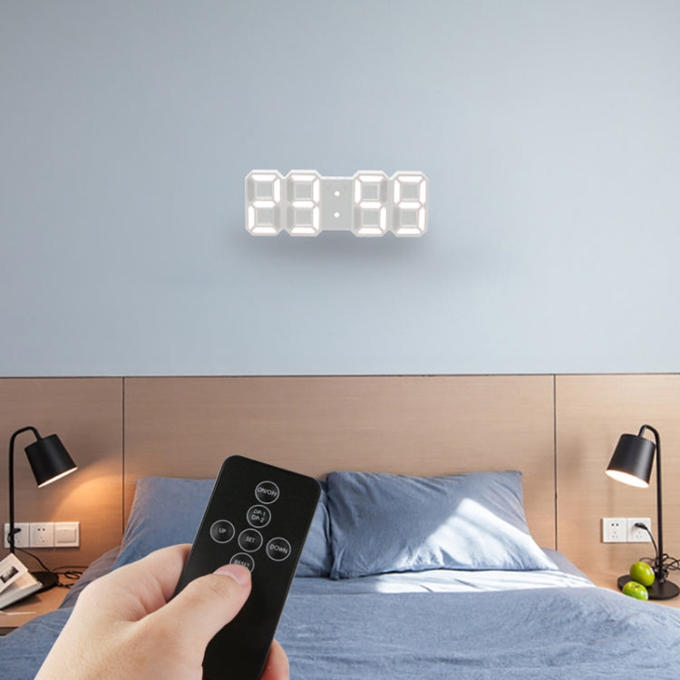 Modern 3D LED Sound Control Colorful Digital Alarm Clock Adjust Brightness Electronic Wall Glowing Hanging Clock with Remote Control(White) - Wall Clock by PMc TechLife | Online Shopping South Africa | PMc TechLife | Buy Now Pay Later Mobicred