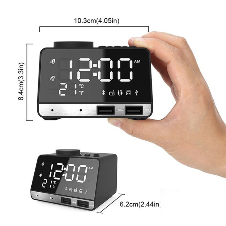 K11 Bluetooth Alarm Clock Speaker Creative Digital Music Clock Display Radio with Dual USB Interface, Support U Disk / TF Card / FM / AUX, UK Plug(Black) - Alarm Clocks by PMc TechLife | Online Shopping South Africa | PMc TechLife | Buy Now Pay Later Mobicred