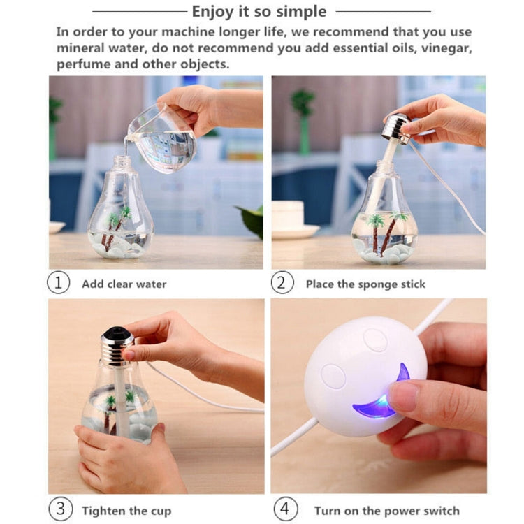 400ML Colorful Light Portable Bulb Shape Aromatherapy Air Purifier Humidifier for Home / Office / Car(Gold) - Air Purifiers & Accessories by PMC TechLife | Online Shopping South Africa | PMC TechLife | Buy Now Pay Later Mobicred