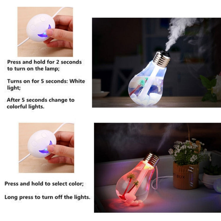 400ML Colorful Light Portable Bulb Shape Aromatherapy Air Purifier Humidifier for Home / Office / Car(Silver) - Air Purifiers & Accessories by PMC Jewellery | Online Shopping South Africa | PMC Jewellery | Buy Now Pay Later Mobicred