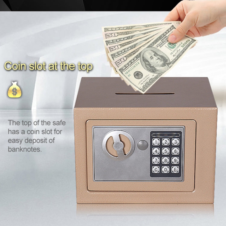 17E Home Mini Electronic Security Lock Box Wall Cabinet Safety Box with Coin-operated Function(Bronze) - Safety Box by PMc TechLife | Online Shopping South Africa | PMc TechLife | Buy Now Pay Later Mobicred