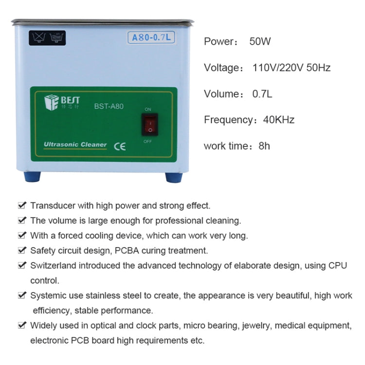 BEST-A80 0.7L Ultrasonic Washing Machine (Voltage 220V) - free shipping - PMC TechLife - Order now!