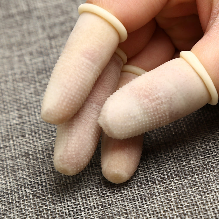 100pcs / Pack Antistatic Antislip Durable Fingertips Latex Protective Gloves, Size: L, 2.8*6.5cm(Khaki) - free shipping - PMC TechLife - Order now!