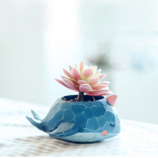 Lovely Home Garden Office Resin Cartoon Animal Whale Shaped Plant Flower Pot Decoration Animal Flower Pots Planter - Flower Pots & Planters by PMC Jewellery | Online Shopping South Africa | PMC Jewellery