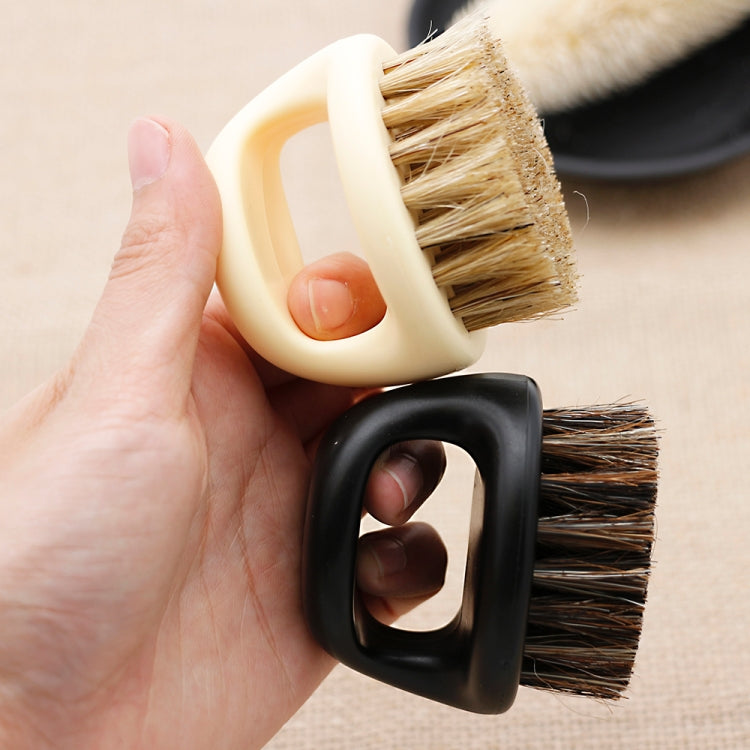 Men Ring Design Portable Boar Brush White ABS Haircut Cleaning Shaving Brush(White) - free shipping - PMC TechLife - Order now!