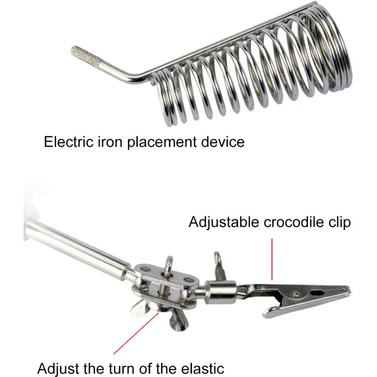 90mm Diameter 5X Multifunction Spring Iron Stand with Magnifying Glass - Soldering Iron Stand by PMC TechLife | Online Shopping South Africa | PMC TechLife | Buy Now Pay Later Mobicred