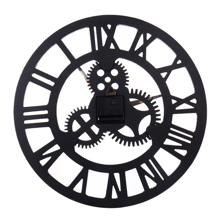 Retro Wooden Round Single-sided Gear Clock Rome Number Wall Clock, Diameter: 45cm (Silver) - Wall Clock by PMc TechLife | Online Shopping South Africa | PMc TechLife | Buy Now Pay Later Mobicred