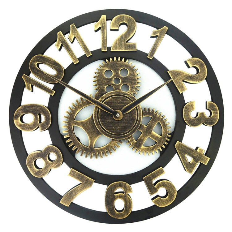 Retro Wooden Round Single-sided Gear Clock Number Wall Clock, Diameter: 58cm (Gold) - Wall Clock by PMc TechLife | Online Shopping South Africa | PMc TechLife | Buy Now Pay Later Mobicred