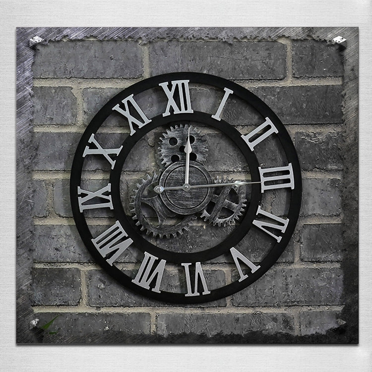 Originality American Industrial Style Wood Vintage Old Gear Wall Clock, Diameter: 50cm (Silver) - Wall Clock by PMc TechLife | Online Shopping South Africa | PMc TechLife | Buy Now Pay Later Mobicred