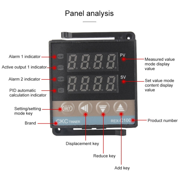 4400W REX-C100 Thermostat + Heat Sink + Thermocouple + SSR-40 DA Solid State Module Intelligent Temperature Control Kit - Components Kits by PMC Jewellery | Online Shopping South Africa | PMC Jewellery | Buy Now Pay Later Mobicred