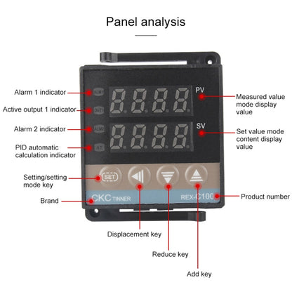 8800W REX-C100 Thermostat + Heat Sink + Thermocouple + SSR-80 DA Solid State Module Intelligent Temperature Control Kit - Components Kits by PMC Jewellery | Online Shopping South Africa | PMC Jewellery | Buy Now Pay Later Mobicred