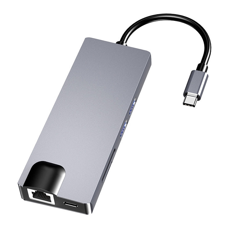 HW-TC12 8 In 1 Type-C / USB-C Multifunctional Extension HUB Adapter Hdmi / Vga Hub Card Reader + Network Card - free shipping - PMC Jewellery - Order now!