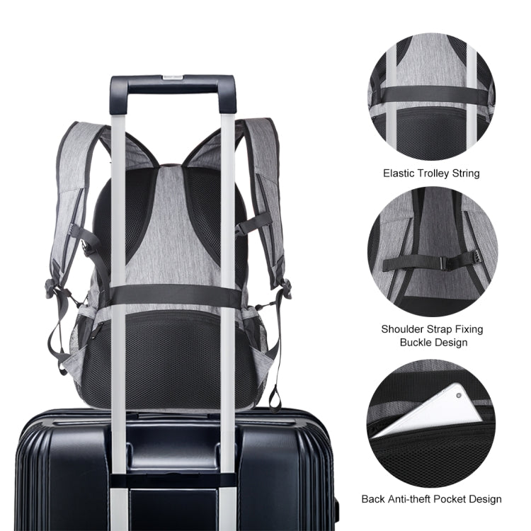 HAWEEL 14W Foldable Removable Solar Power Outdoor Portable Canvas Dual Shoulders Laptop Backpack, USB Output: 5V 2.1A Max(Grey) - free shipping - PMC Jewellery - Order now!