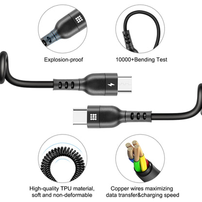 HAWEEL 2m 5A USB-C / Type-C to USB-C / Type-C Retractable Coiled PD Fast Charging Cable - USB-C & Type-C Cable by HAWEEL | Online Shopping South Africa | PMC Jewellery