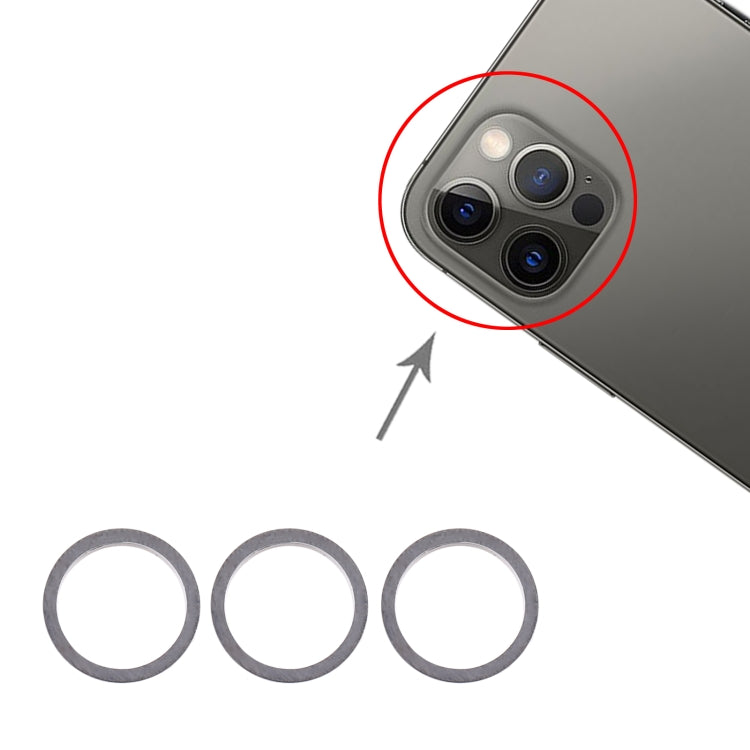 3 PCS Rear Camera Glass Lens Metal Protector Hoop Ring for iPhone 12 Pro(Graphite) - Camera Series by PMc TechLife | Online Shopping South Africa | PMc TechLife | Buy Now Pay Later Mobicred