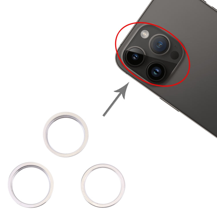 For iPhone 14 Pro 3PCS Rear Camera Glass Lens Metal Outside Protector Hoop Ring(Silver) - free shipping - PMc TechLife - Order now!