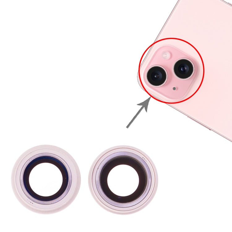 For iPhone 15 / 15 Plus 1set Camera Lens Cover (Pink) - Camera Series by PMc TechLife | Online Shopping South Africa | PMc TechLife | Buy Now Pay Later Mobicred