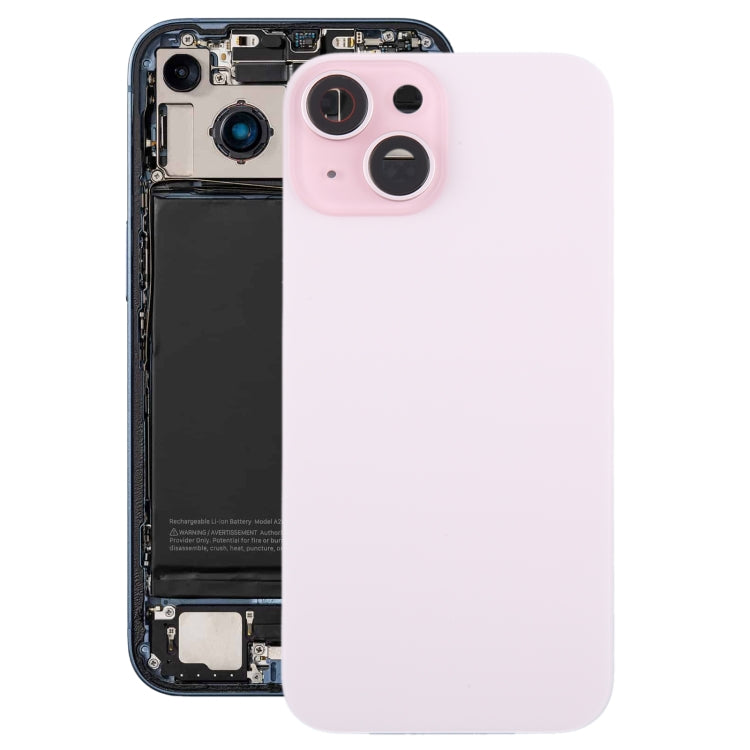 For iPhone 15 Plus Glass Battery Back Cover with Camera Lens Cover(Pink) - Back Cover by PMC TechLife | Online Shopping South Africa | PMC TechLife