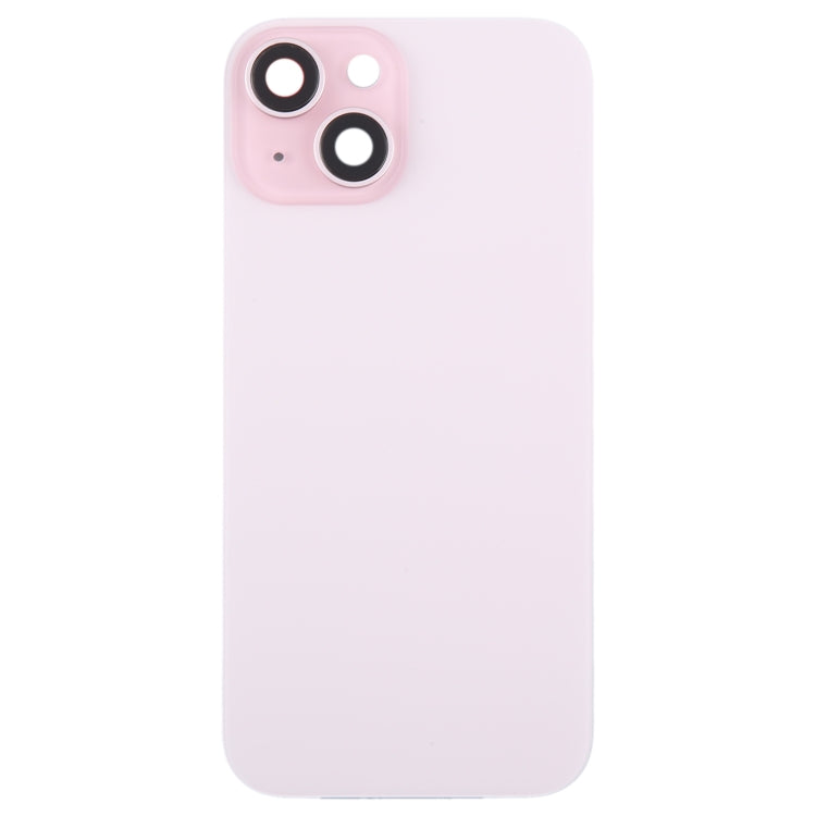 For iPhone 15 Plus Glass Battery Back Cover with Camera Lens Cover(Pink) - Back Cover by PMC TechLife | Online Shopping South Africa | PMC TechLife