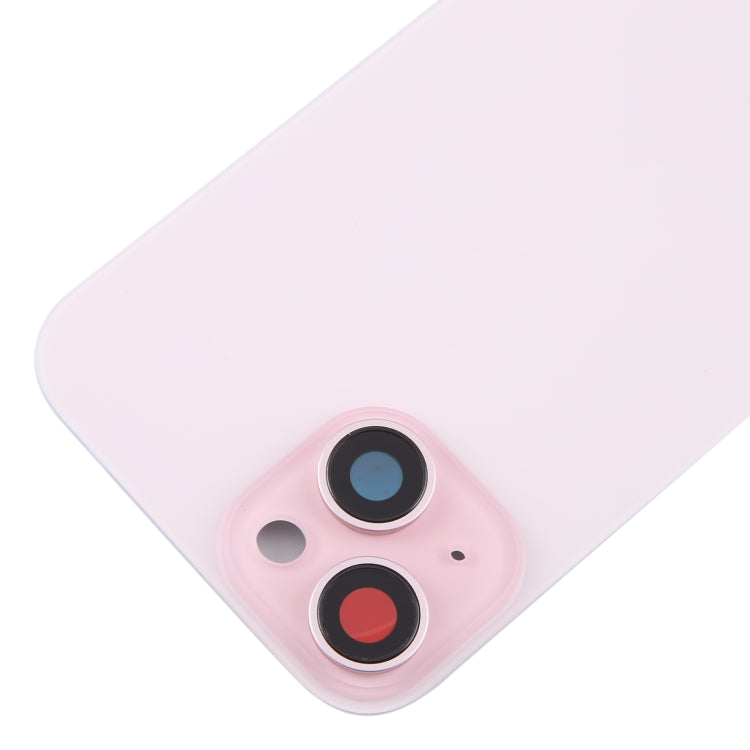 For iPhone 15 Plus Glass Battery Back Cover with Camera Lens Cover(Pink) - Back Cover by PMC TechLife | Online Shopping South Africa | PMC TechLife