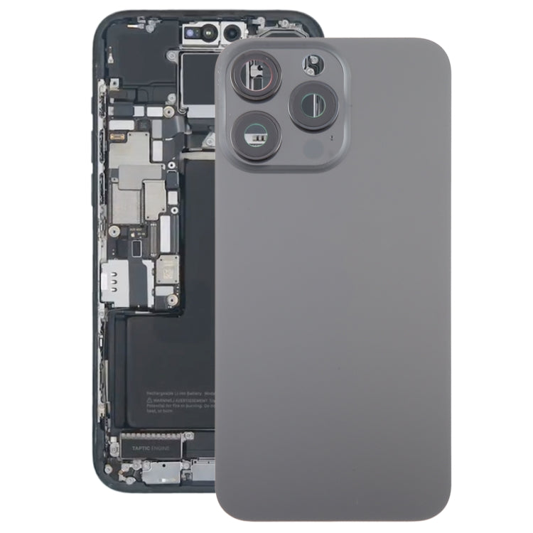 For iPhone 15 Pro Glass Battery Back Cover with Camera Lens Cover(Black) - Back Cover by PMC TechLife | Online Shopping South Africa | PMC TechLife