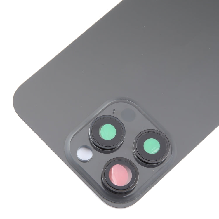 For iPhone 15 Pro Glass Battery Back Cover with Camera Lens Cover(Black) - Back Cover by PMC TechLife | Online Shopping South Africa | PMC TechLife