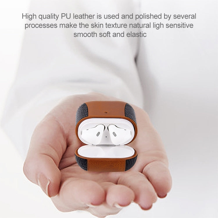 Colour-matching Flip-over Leather Earphones Shockproof Protective Case for Apple AirPods 1 / 2(Brown) - free shipping - PMC TechLife - Order now!