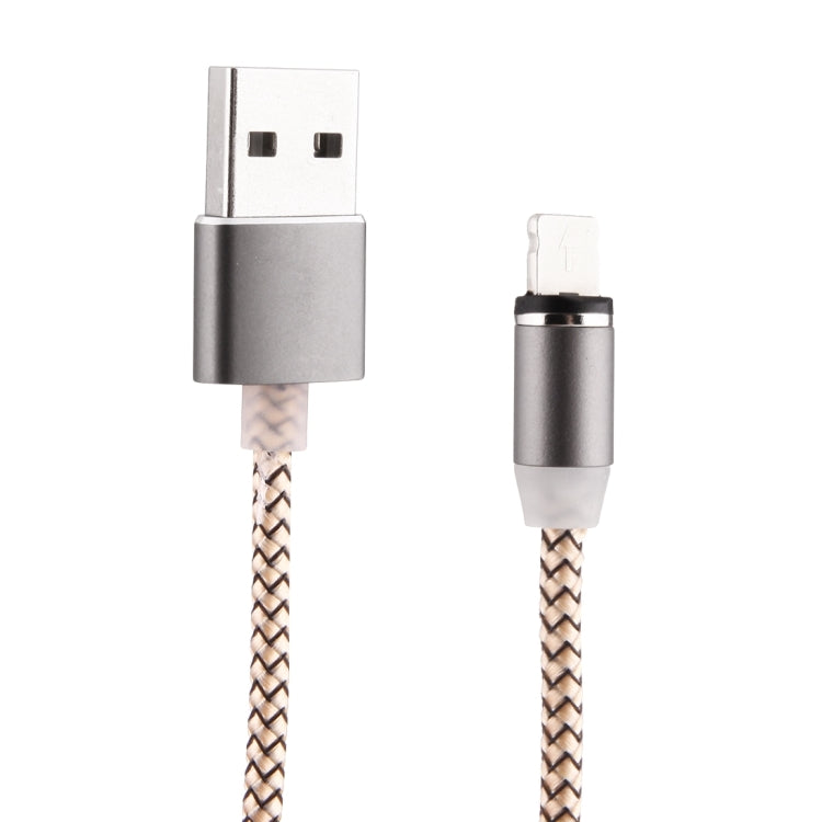 360 Degree Rotation 8 Pin to USB 2.0 Weave Style Magnetic Charging Cable with LED Indicator, Cable Length: 1m(Gold) - Charging Cable & Head by PMC Jewellery | Online Shopping South Africa | PMC Jewellery | Buy Now Pay Later Mobicred