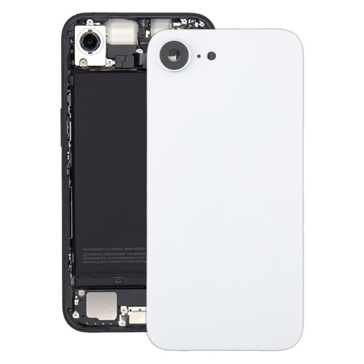 For iPhone 16e Glass Battery Back Cover with Camera Lens Cover(White) - free shipping - PMC TechLife - Order now!