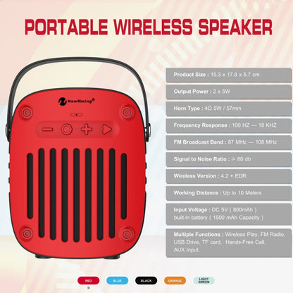 NewRixing NR-4014 Outdoor Portable Hand-held Bluetooth Speaker with Hands-free Call Function, Support TF Card & USB & FM & AUX (Orange) - Desktop Speaker by NewRixing | Online Shopping South Africa | PMC Jewellery | Buy Now Pay Later Mobicred