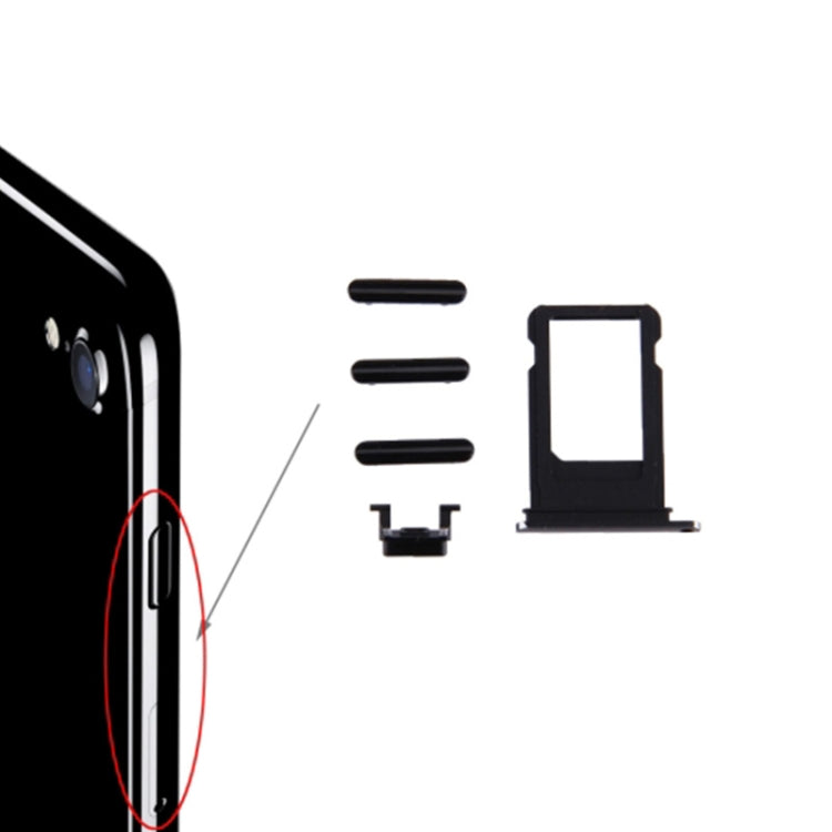 Card Tray + Volume Control Key + Power Button + Mute Switch Vibrator Key for iPhone 7(Black) - iPhone 7 Parts by PMc TechLife | Online Shopping South Africa | PMc TechLife | Buy Now Pay Later Mobicred