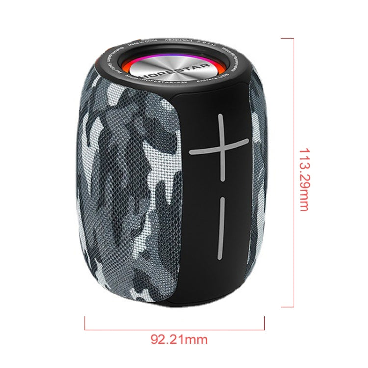 HOPESTAR P22 TWS Portable Outdoor Waterproof Woven Textured Bluetooth Speaker with LED Color Light, Support Hands-free Call & U Disk & TF Card & 3.5mm AUX & FM (Camouflage Grey) - Desktop Speaker by REMAX | Online Shopping South Africa | PMC Jewellery | Buy Now Pay Later Mobicred