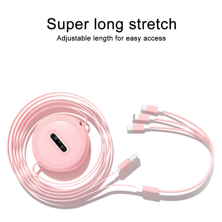 Micro + 8 Pin + Type-C / USB-C 3 In 1 Telescopic Charging Cable (Black) - Multifunction Cable by PMC Jewellery | Online Shopping South Africa | PMC Jewellery | Buy Now Pay Later Mobicred