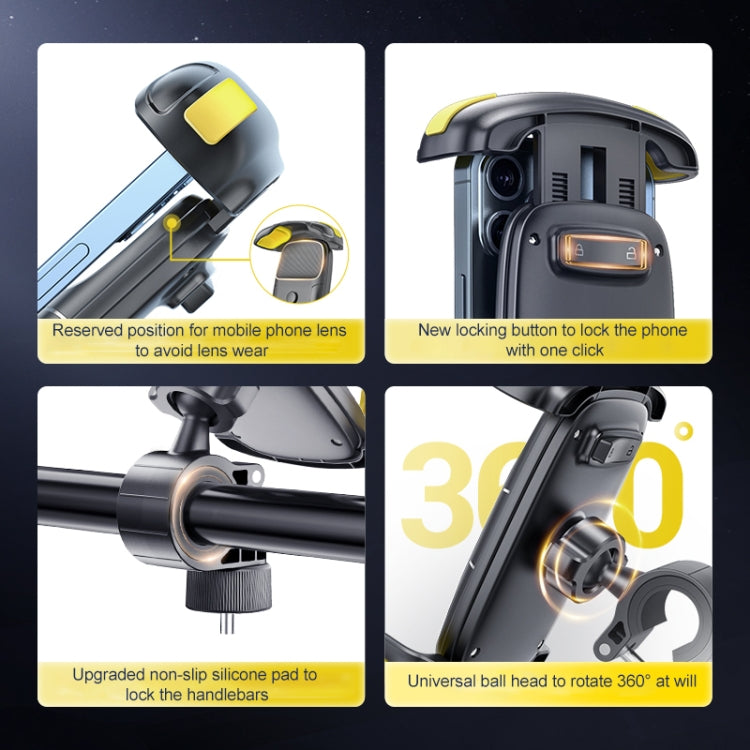 Motorcycle Bicycle Phone Riding Holder Bracket (Yellow) - Holder by PMC TechLife | Online Shopping South Africa | PMC TechLife | Buy Now Pay Later Mobicred