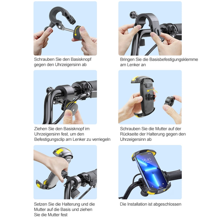 Motorcycle Bicycle Phone Riding Holder Bracket (Yellow) - Holder by PMC TechLife | Online Shopping South Africa | PMC TechLife | Buy Now Pay Later Mobicred