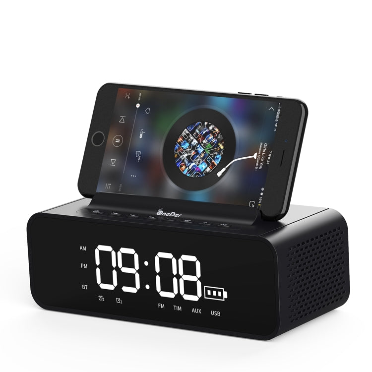 Oneder V06 Smart Sound Box Wireless Bluetooth Speaker, LED Screen Alarm Clock, Support Hands-free & FM & TF Card & AUX & USB Drive (Black) - free shipping - PMC Jewellery - Order now!